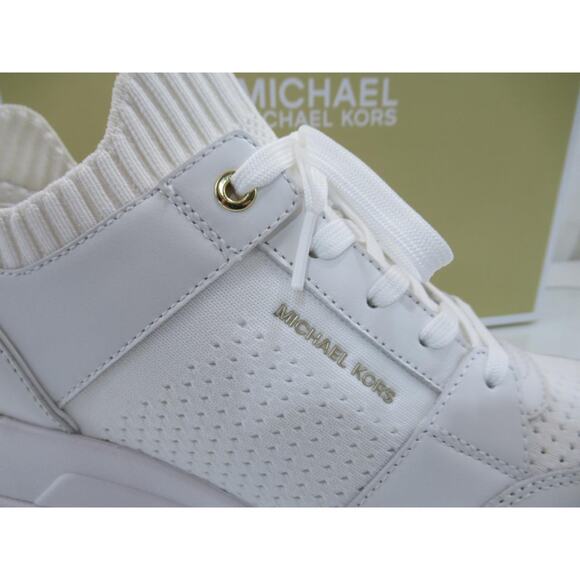 Michael Kors Georgie Knit Trainer Wedge Sneakers MK Logo Optic White Size 9.5 - Picture 6 of 8